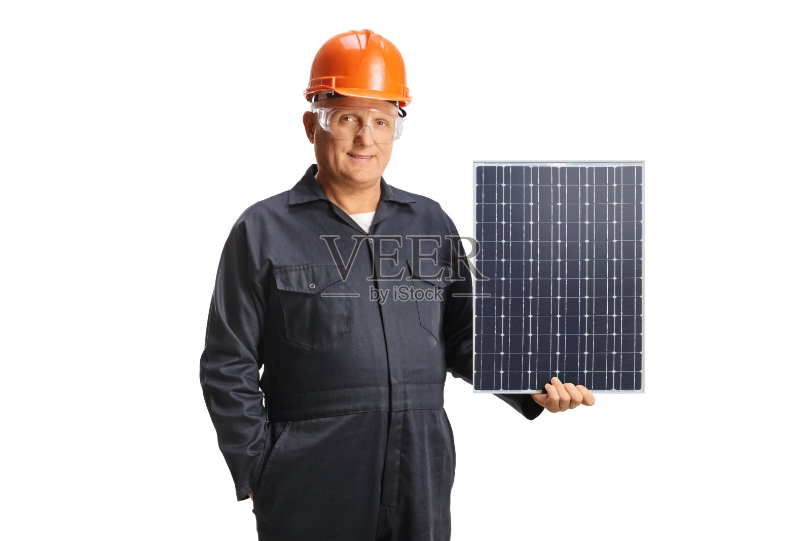 工人拿着光伏照片摄影图片