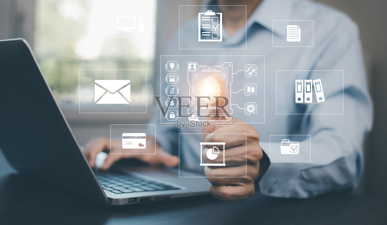 手触指纹带虚拟全球带网络安全，登录、用户、身份信息网络安全和加密，安全访问用户个人信息，安全上网照片摄影图片