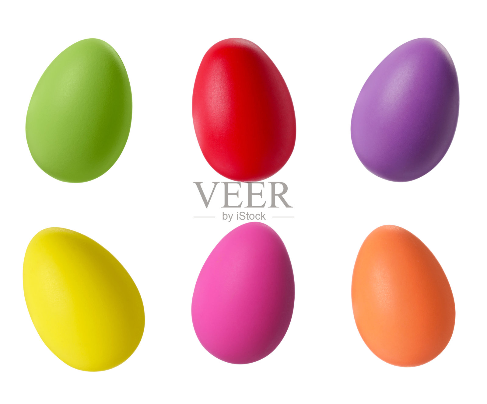 一套不同的彩色复活节彩蛋在白色的背景照片摄影图片