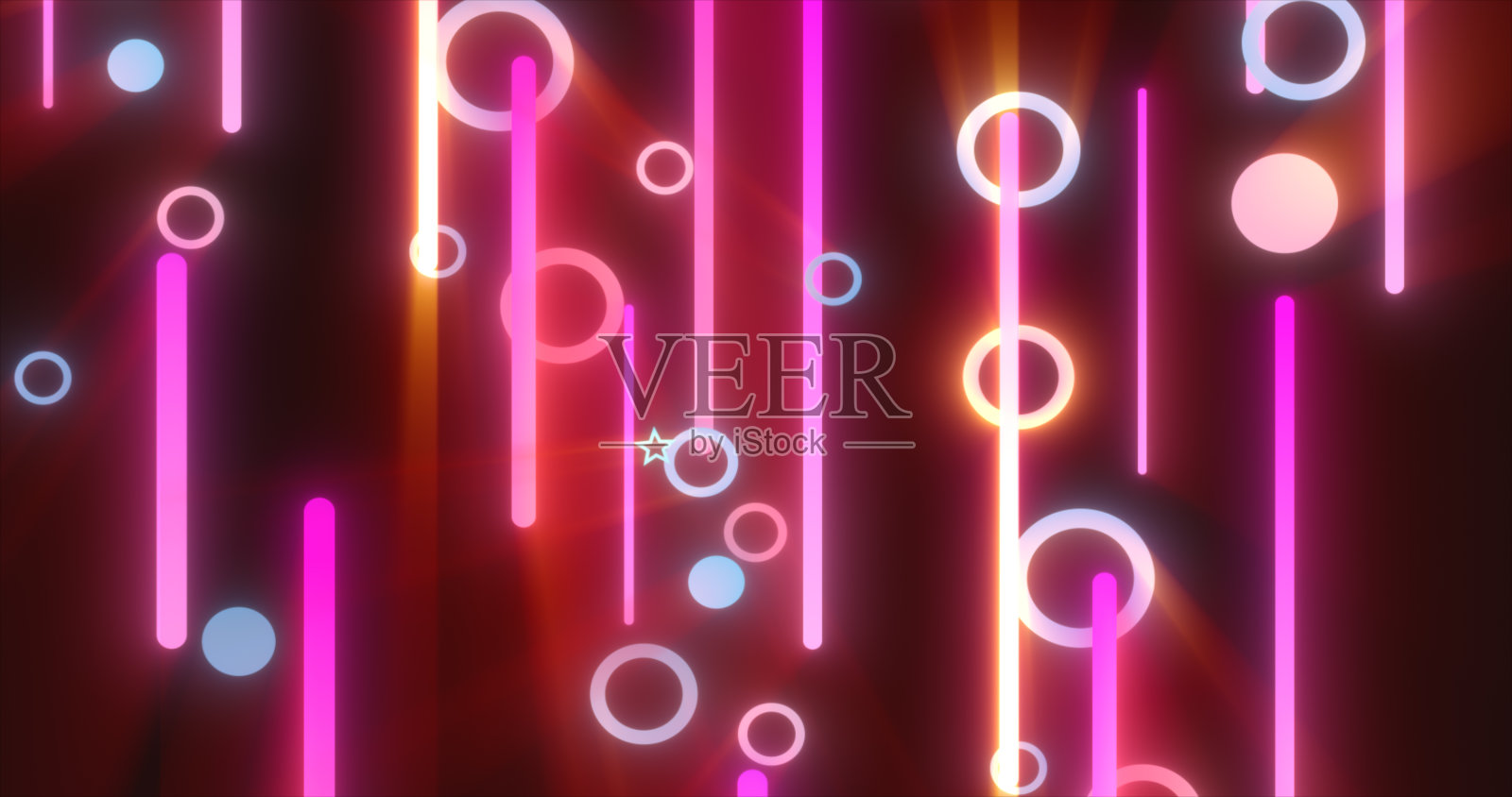 紫色红色发光几何抽象背景图案的飞行线和圆圈照片摄影图片