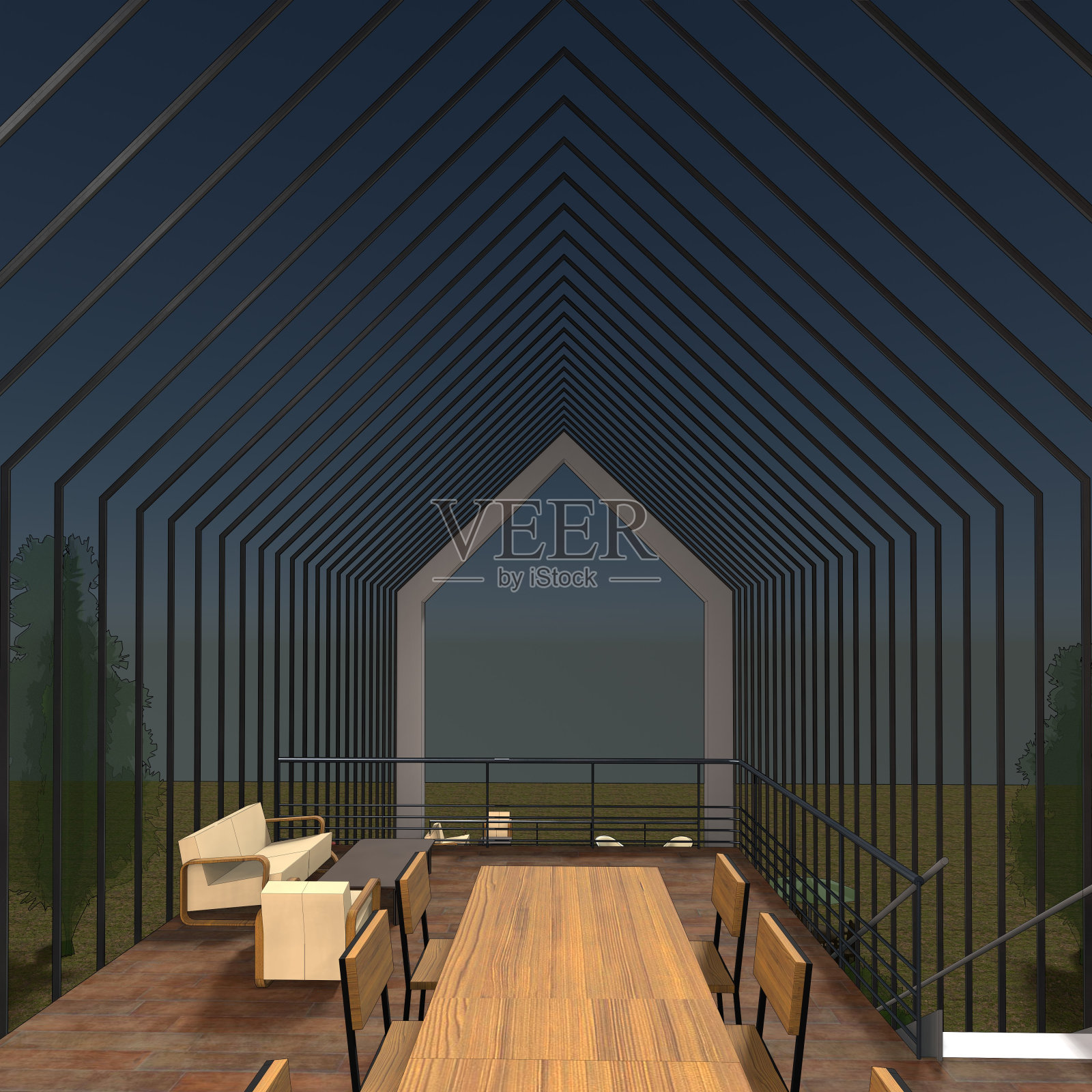 咖啡店的3D插图照片摄影图片