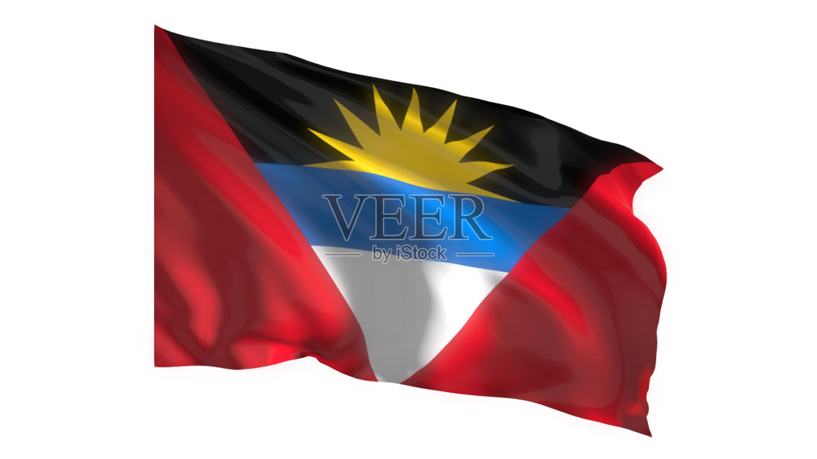 安提瓜和巴布达白底国旗。照片摄影图片