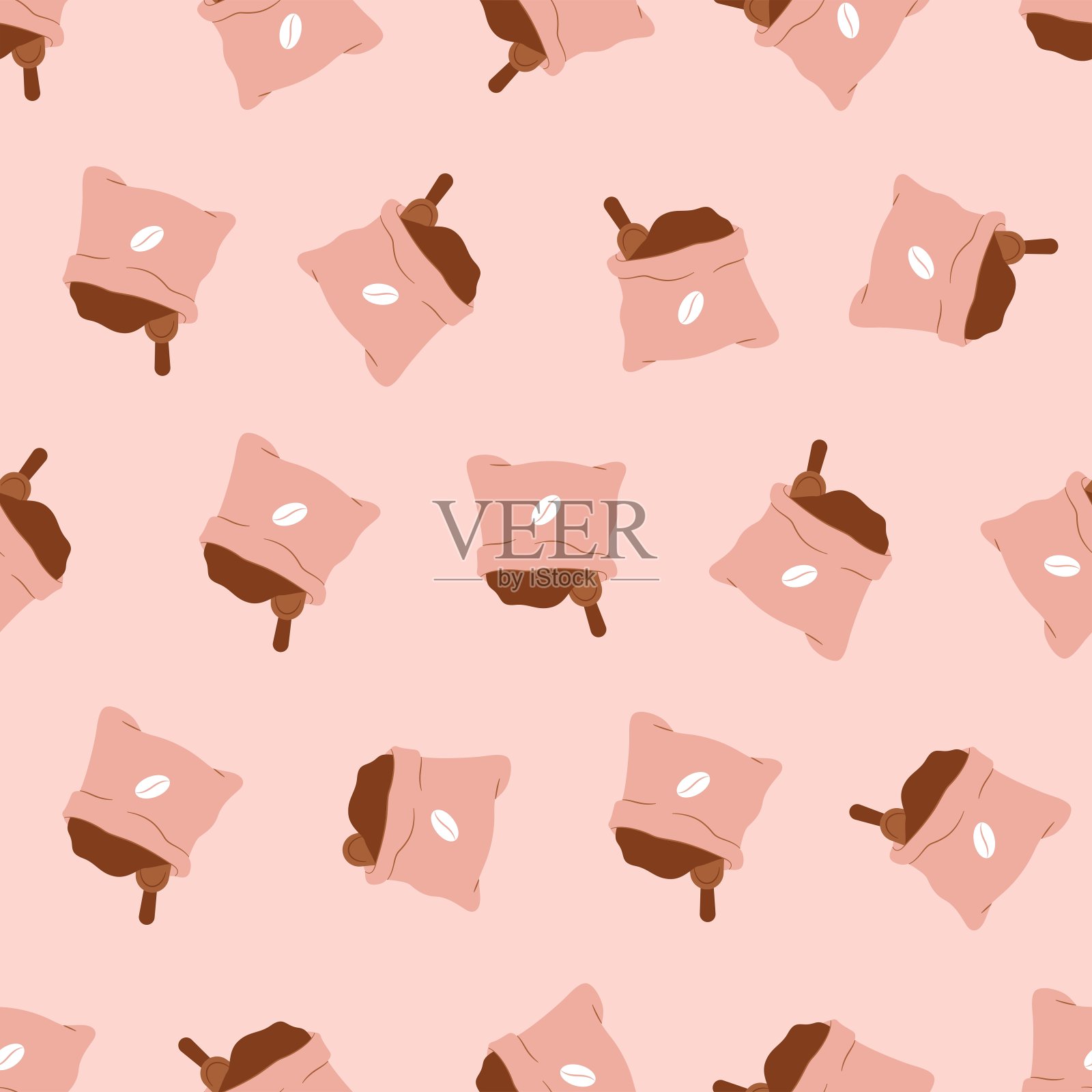 咖啡粉无缝花纹。适用于背景，壁纸，织物，纺织品，包装纸，印刷材料，和更多。插画图片素材