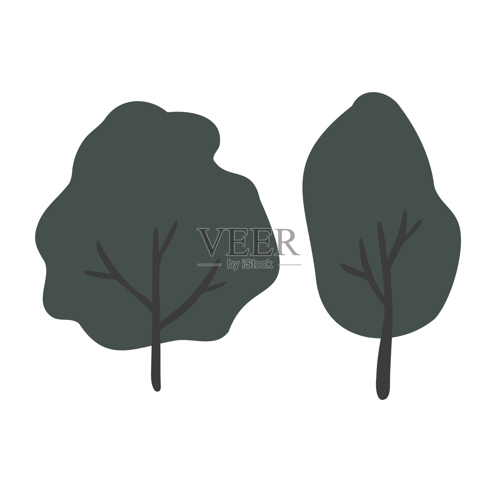 山地景观创作者剪贴画，矢量旅行插图，公路旅行剪贴画，山地场景图像在平面卡通风格，抽象的自然，岩石森林旅游远足插画图片素材