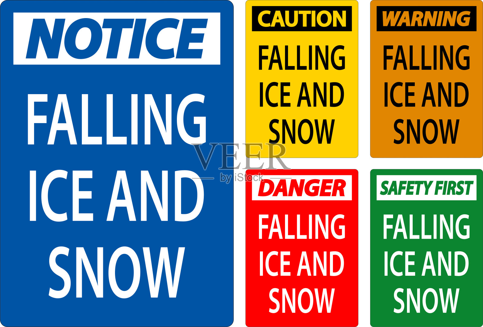 警告标志:落下的冰雪插画图片素材