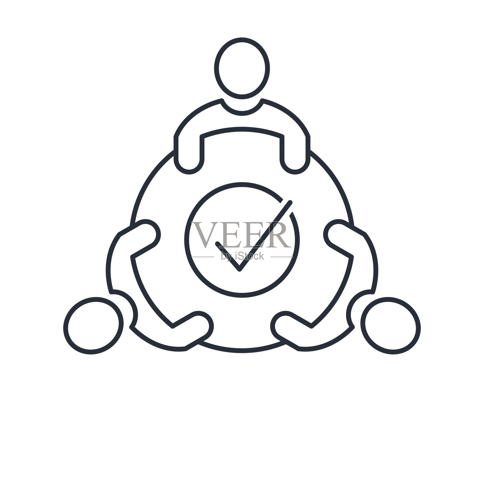 同意的决定，解决方案。矢量线性图标隔离在白色背景。插画图片素材