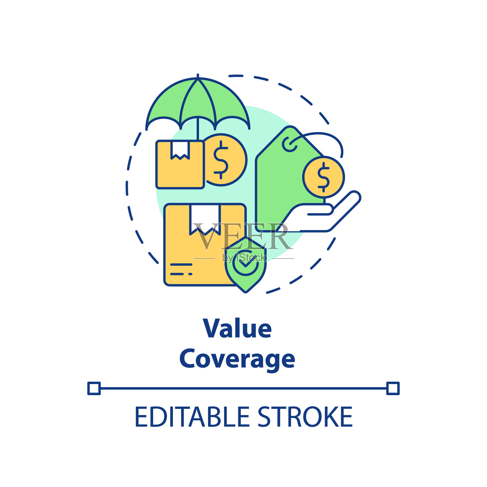 2D简单的细线性彩色值覆盖图标插画图片素材