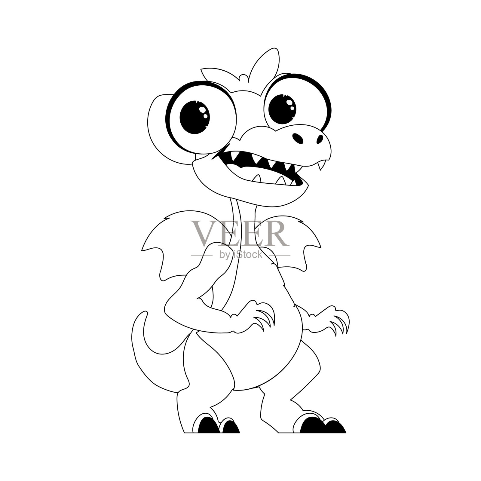 神话般的，有趣的和有趣的恐龙。颜色风格插画图片素材