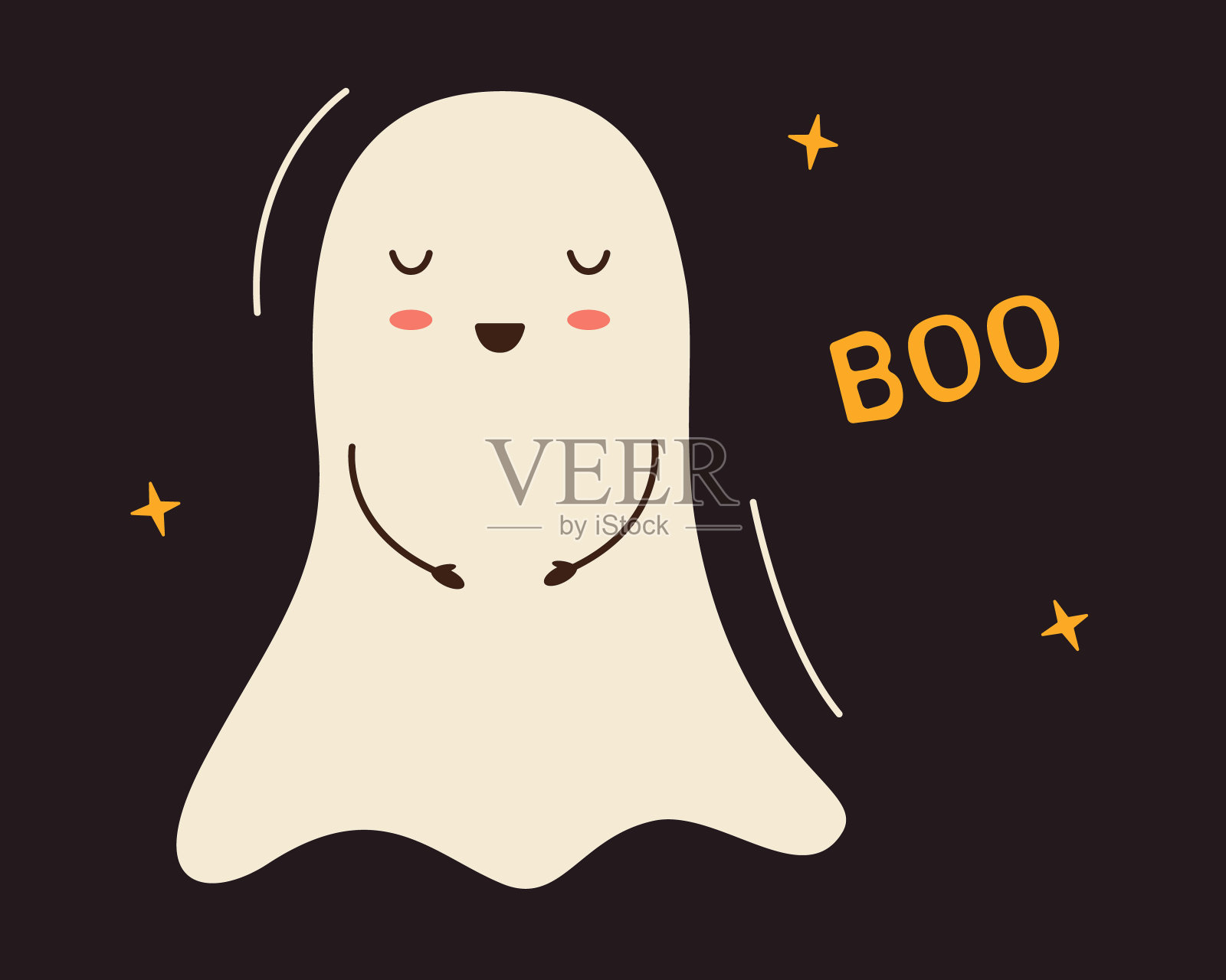 可爱的幽灵。简单的万圣节鬼魂。矢量图插画图片素材