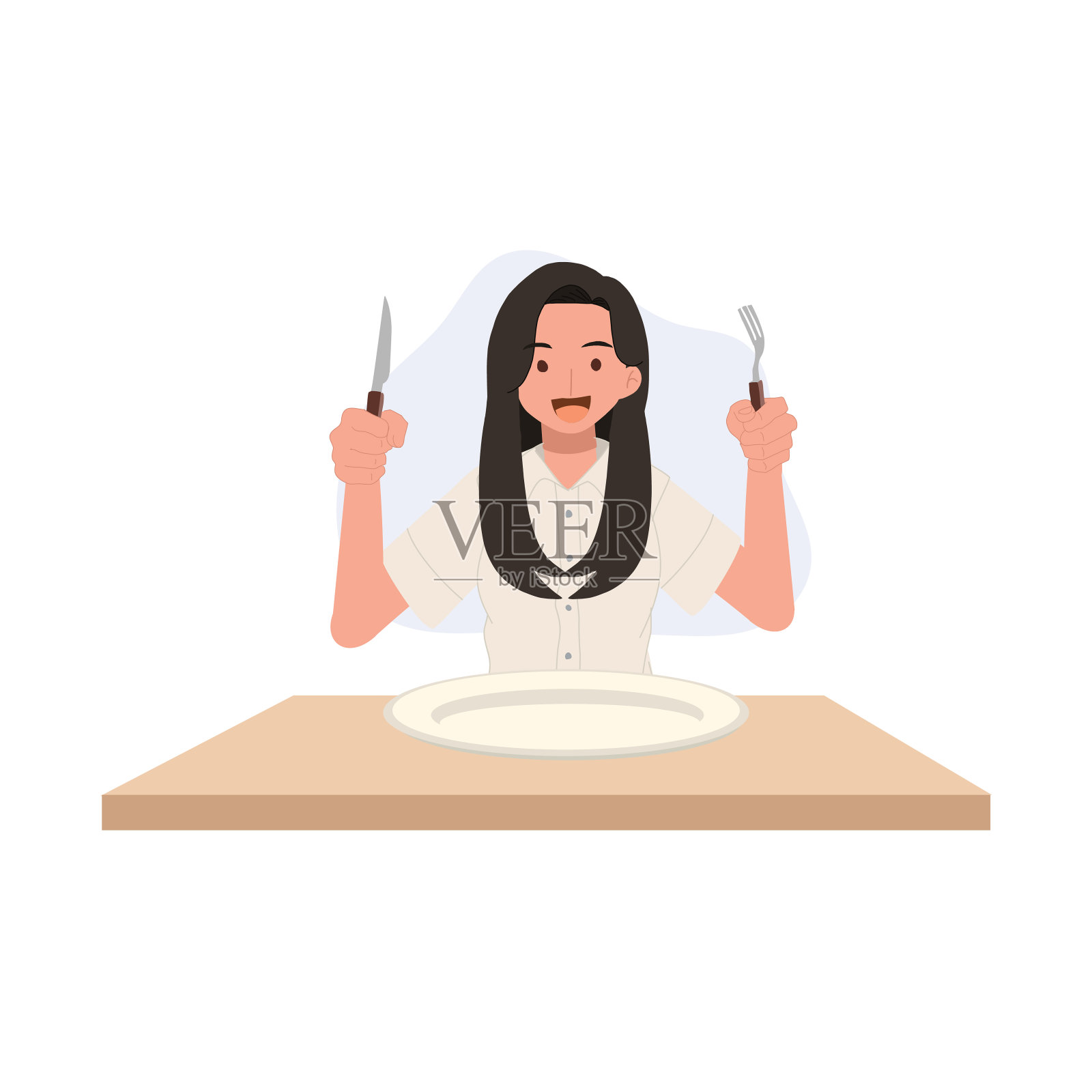 年轻的泰国学生在校园里用餐具用餐插画图片素材