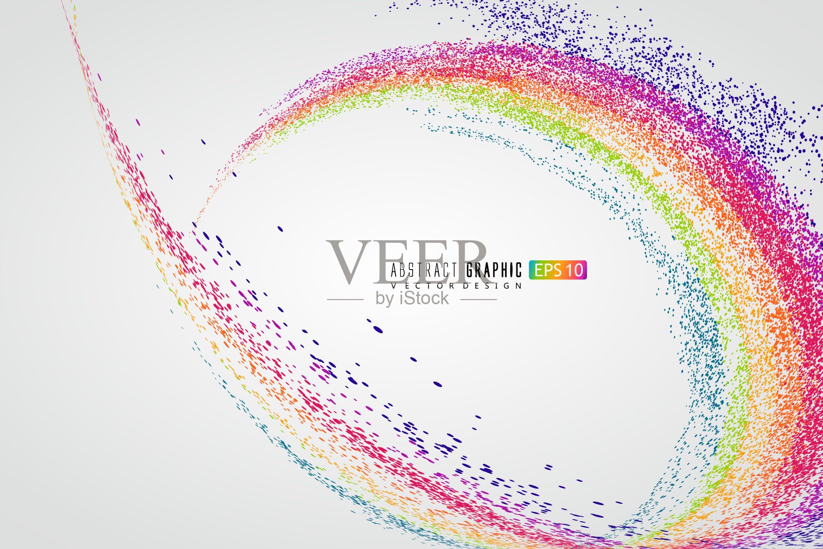 一个由无数圆点组成的彩虹状抽象图形，象征着高飞和美好的愿望。插画图片素材