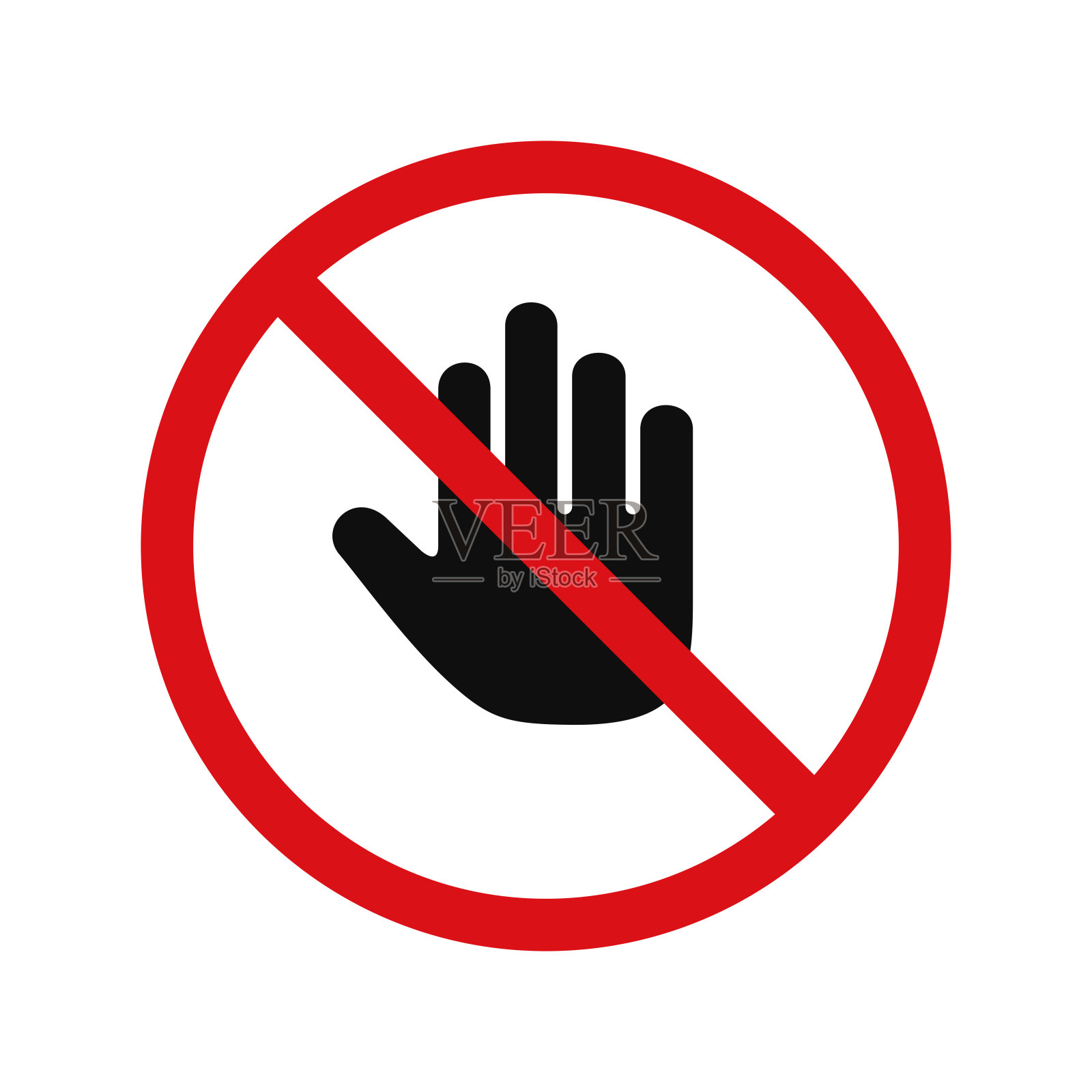 手停止标志符号孤立的白色背景插画图片素材