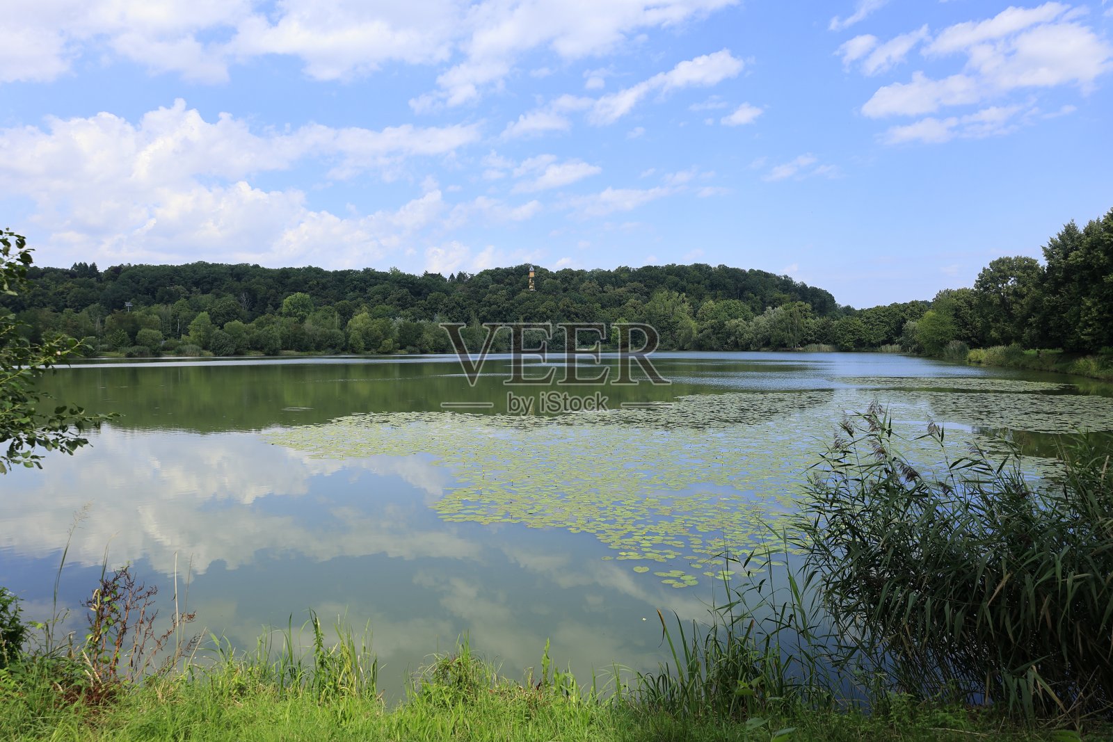 以前的公共游泳池附近的小湖Görlitz照片摄影图片