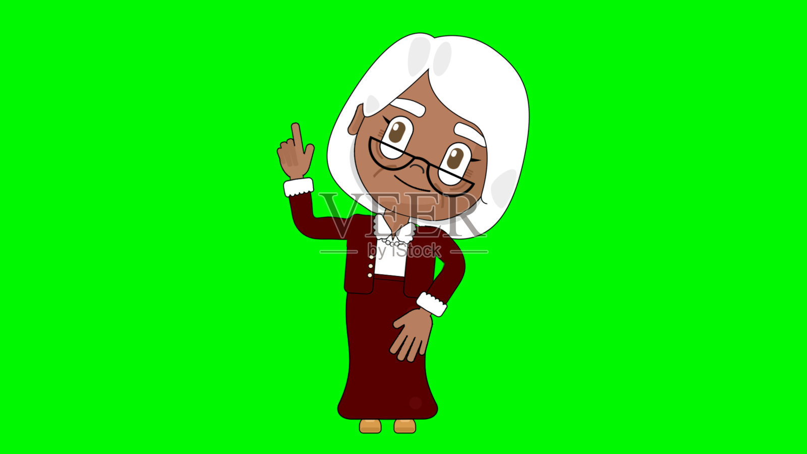 老奶奶思考卡通人物阿尔法阿凡达插画图片素材