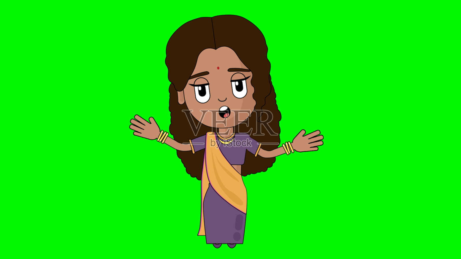 印度女人唱歌和跳舞的卡通人物阿尔法阿凡达插画图片素材