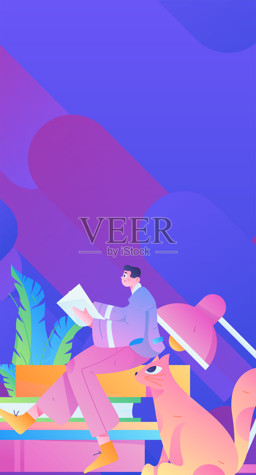 文字阅读静静地矢量概念操作手绘插图插画图片素材