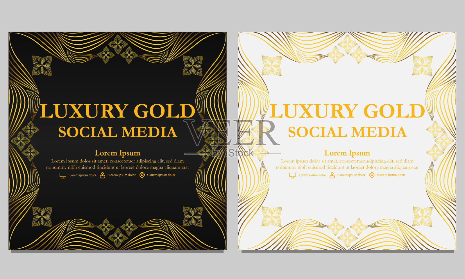 奢华金花社交媒体帖子模板插画图片素材