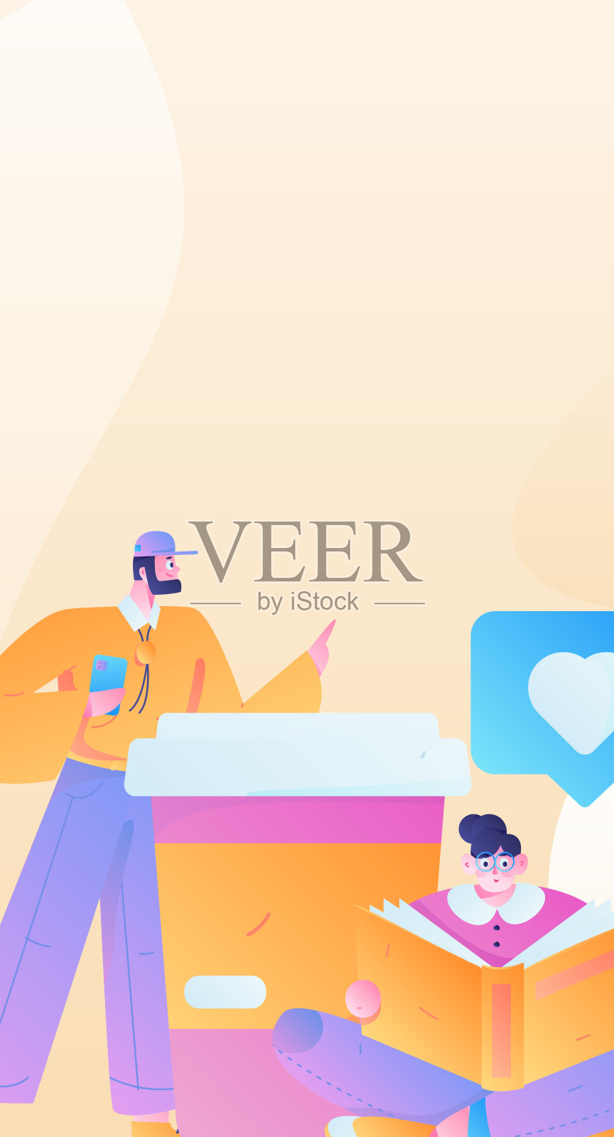 虚拟人物社会交往概念商业平面矢量手绘插画插画图片素材