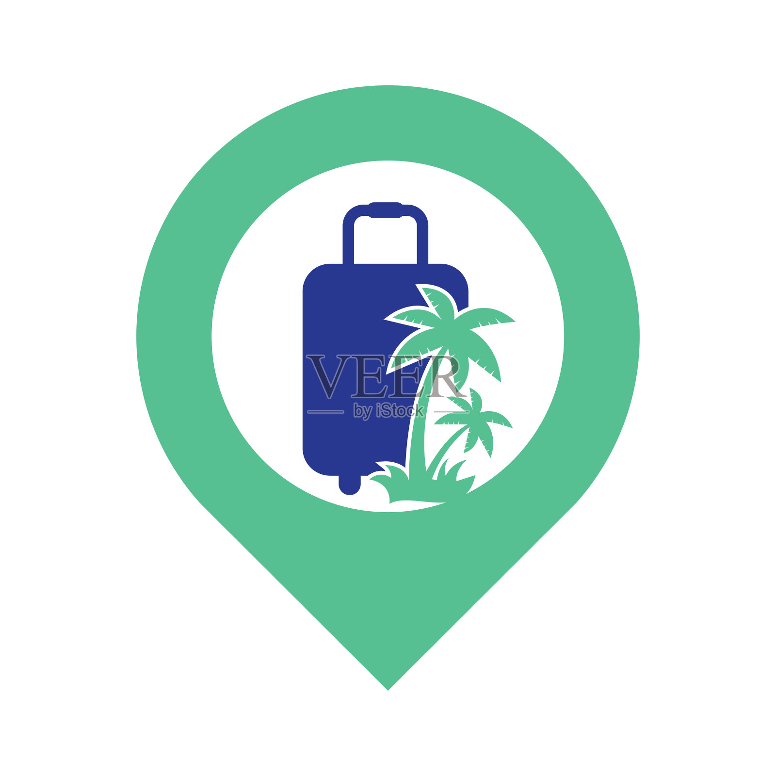 旅行袋形状的概念矢量标志设计模板。插画图片素材