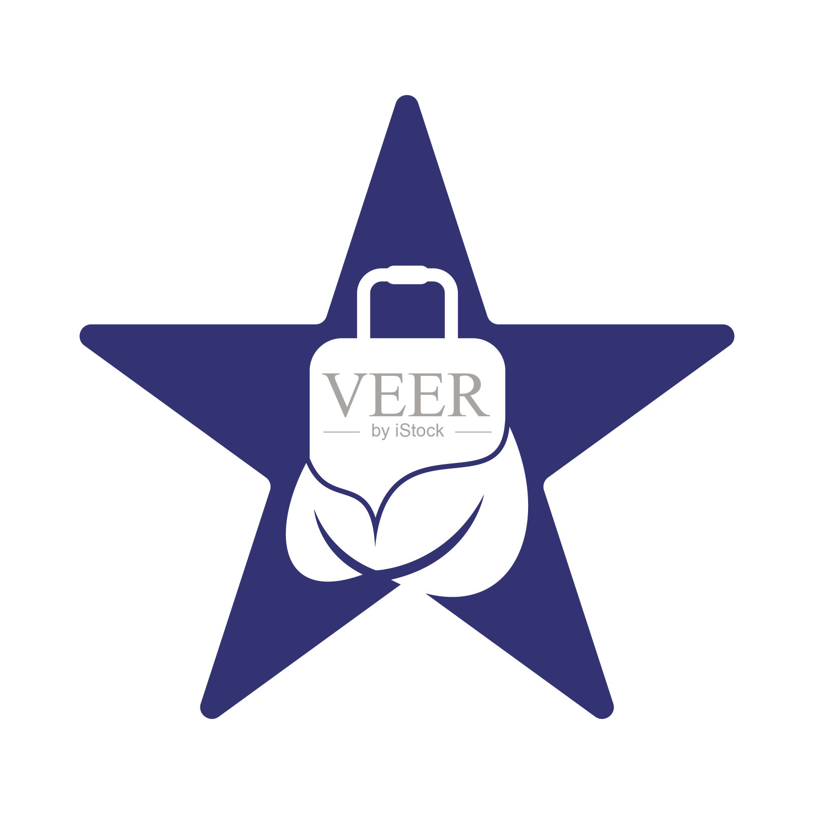 叶子与旅行箱标志设计概念向量。插画图片素材