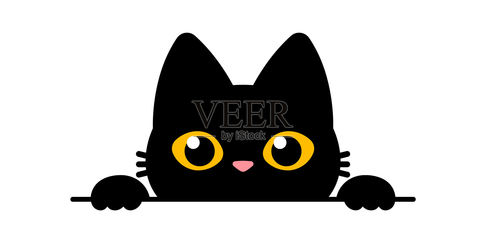 可爱的窥视黑猫矢量插图插画图片素材