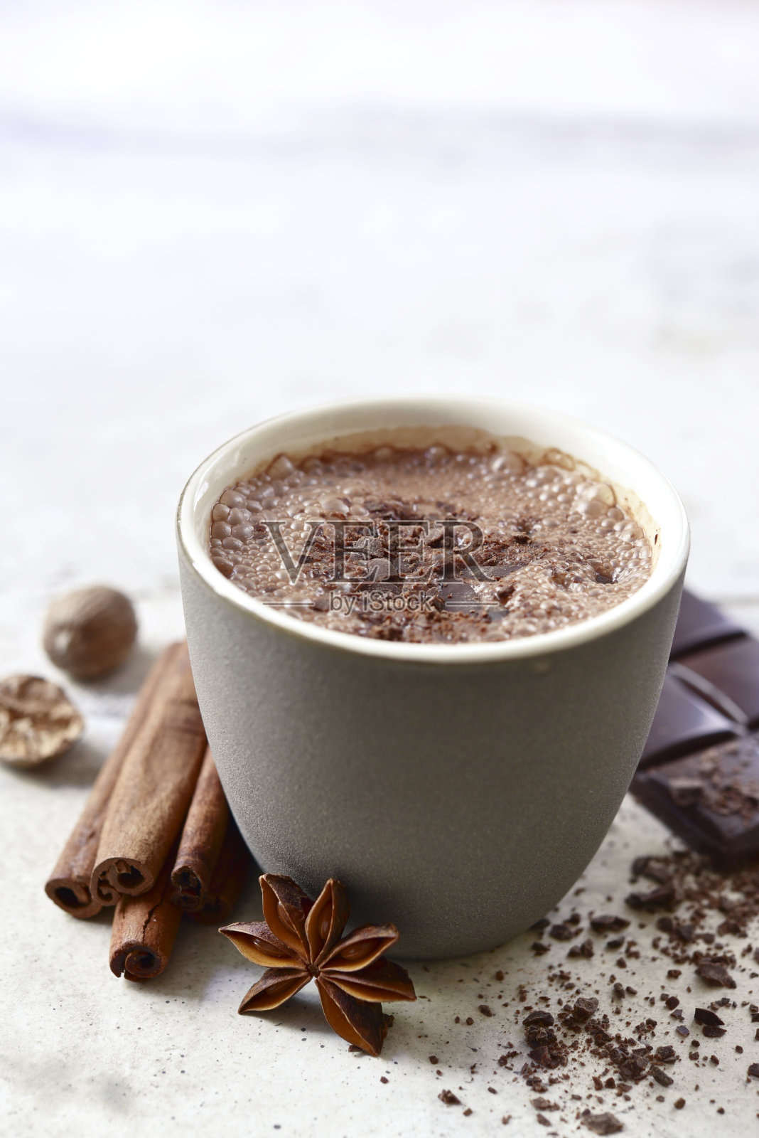 一杯美味的辛辣热巧克力。照片摄影图片