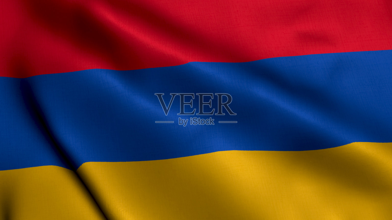 亚美尼亚国旗。挥舞织物缎面纹理国旗的亚美尼亚3D插图。亚美尼亚共和国的真实纹理国旗照片摄影图片