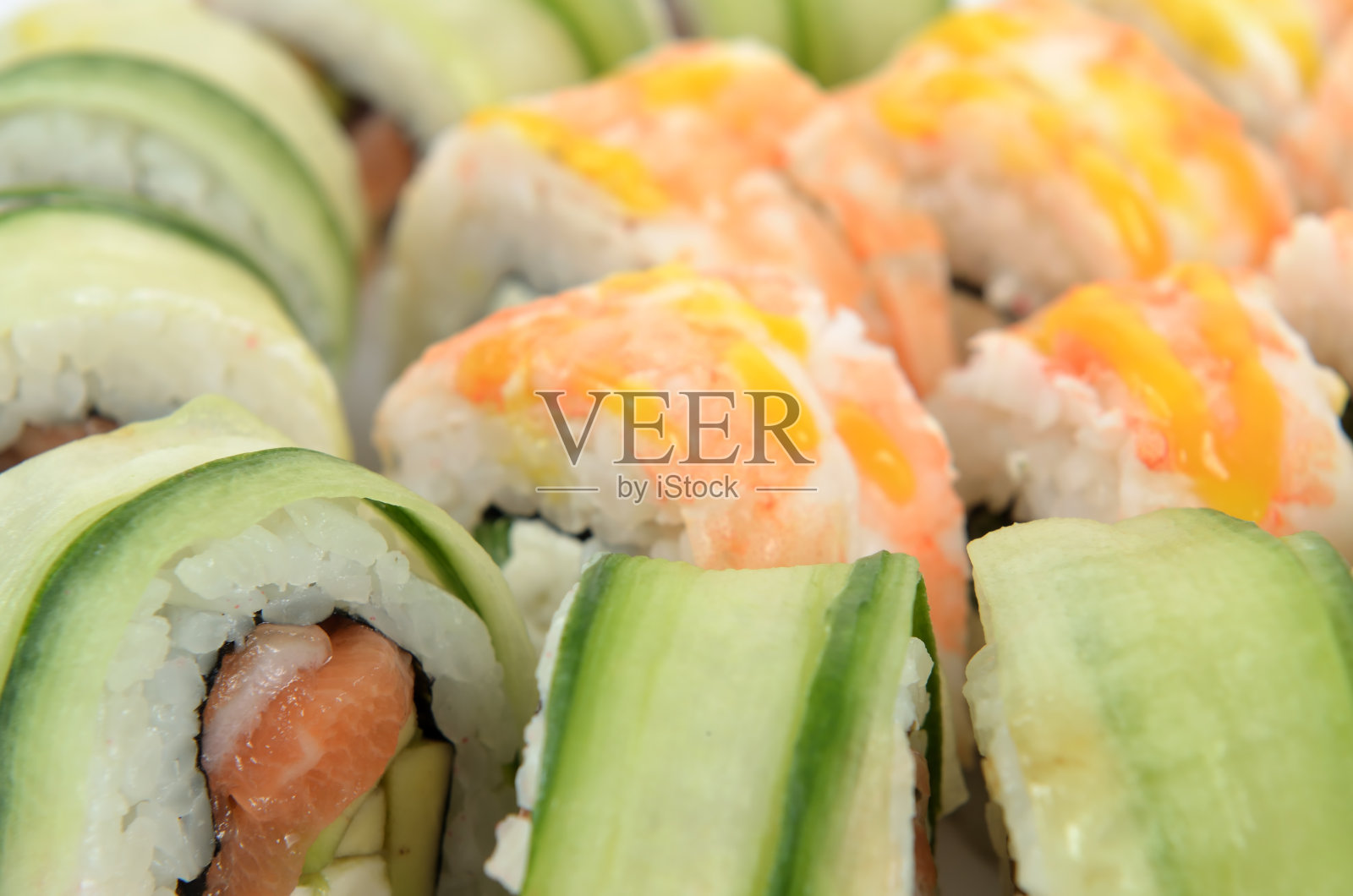 不同寿司卷的背景照片摄影图片