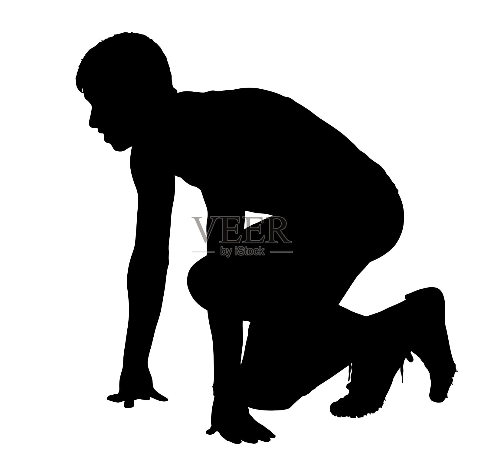 准备开始比赛的男孩田径运动员侧面插画图片素材