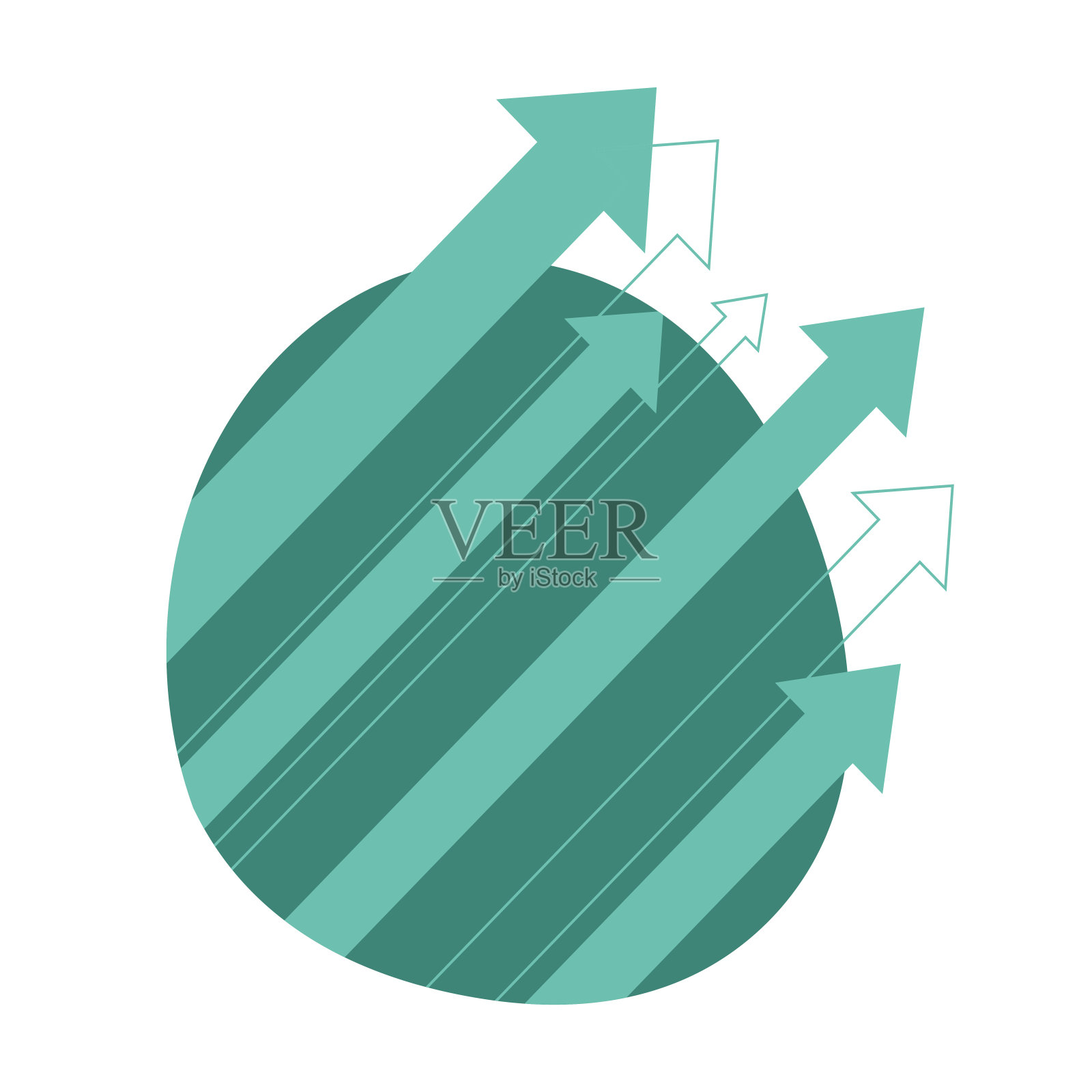 生长插图孤立在白色背景。一组绿色箭头向上移动。有目的的向上运动插画图片素材