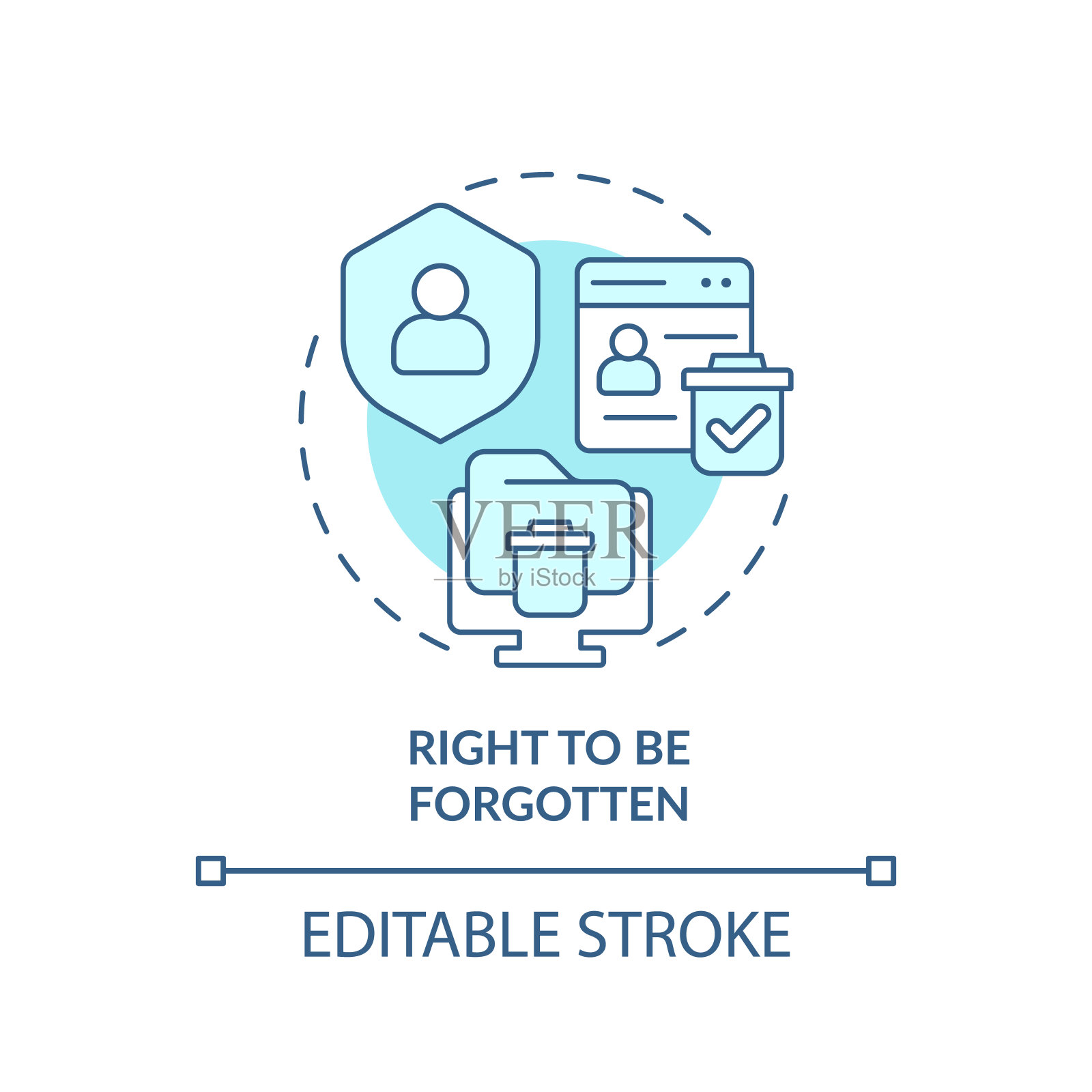 2D细线蓝色图标右被遗忘的概念插画图片素材