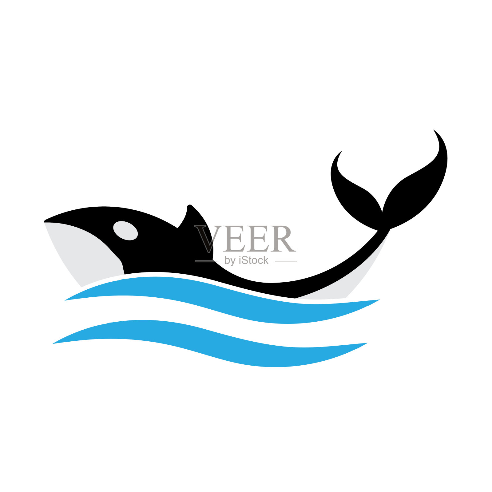 虎鲸逆戟鲸标志矢量插图插画图片素材