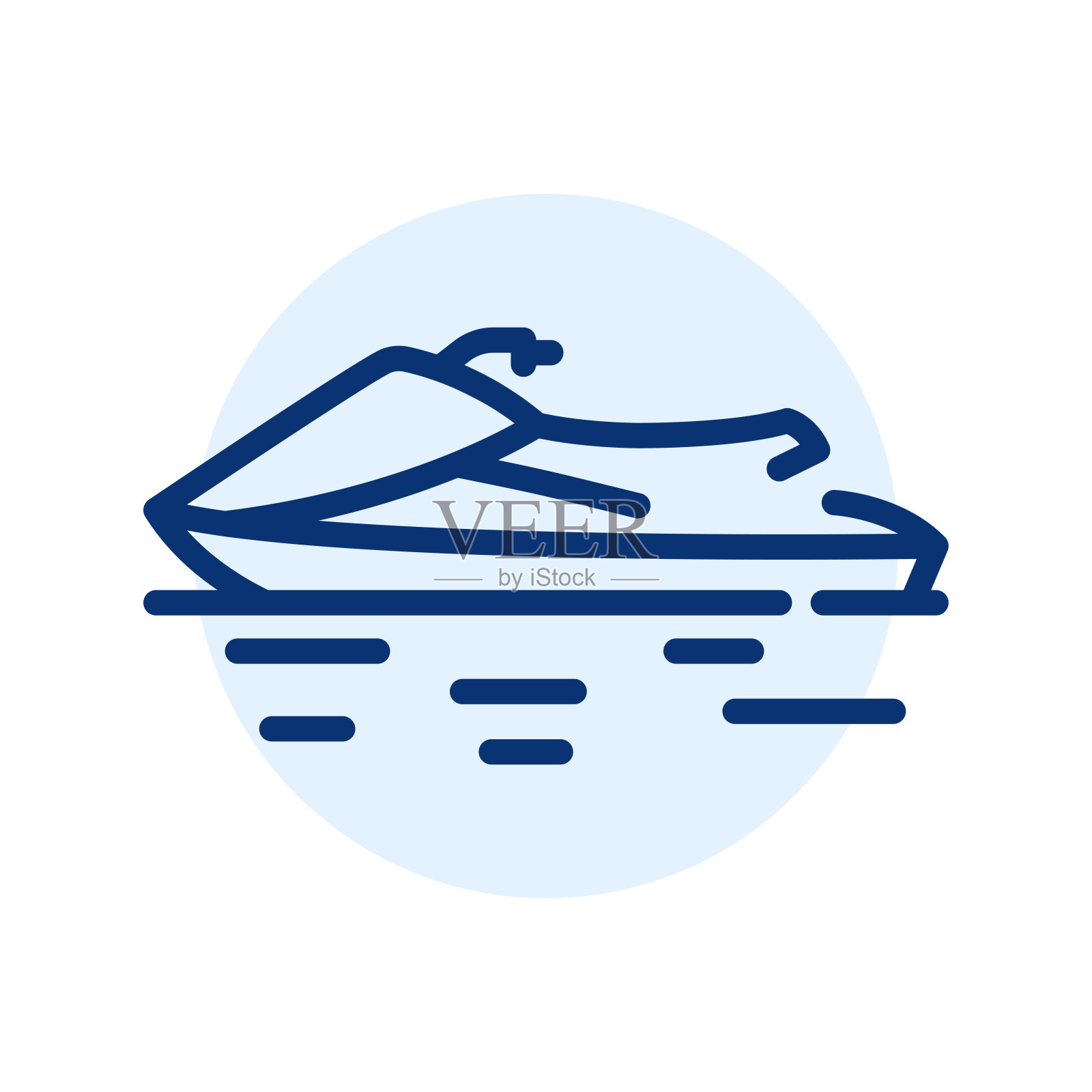 摩托艇黑线图标。水活动。插画图片素材