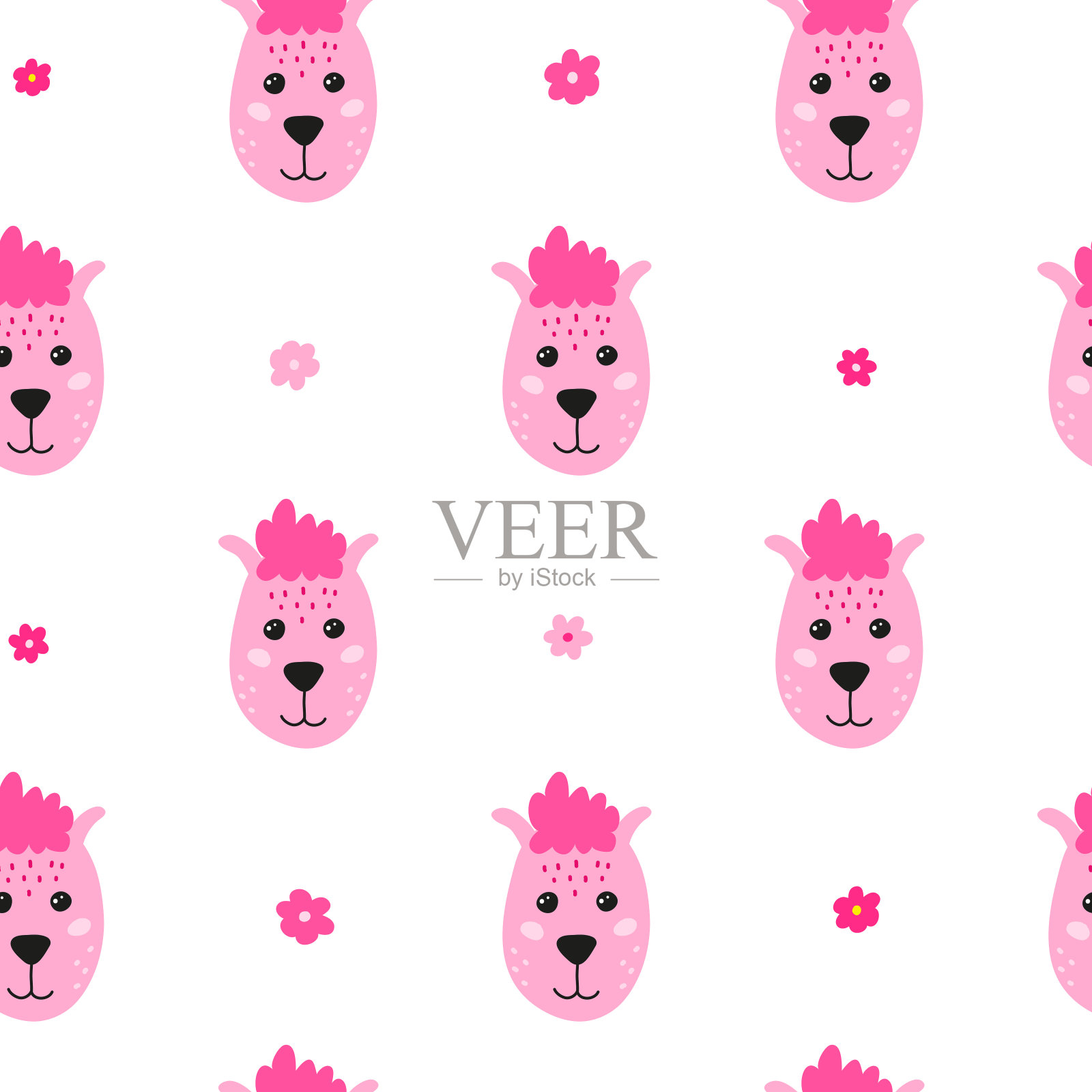 无缝图案涂鸦喇嘛的脸。插画图片素材