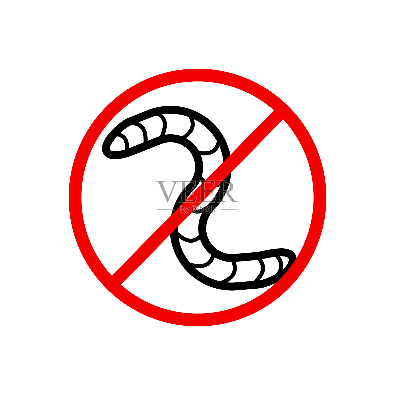 抗蠕虫线矢量图标。可编辑的中风。红色昆虫禁止标志。最小的设计插画图片素材