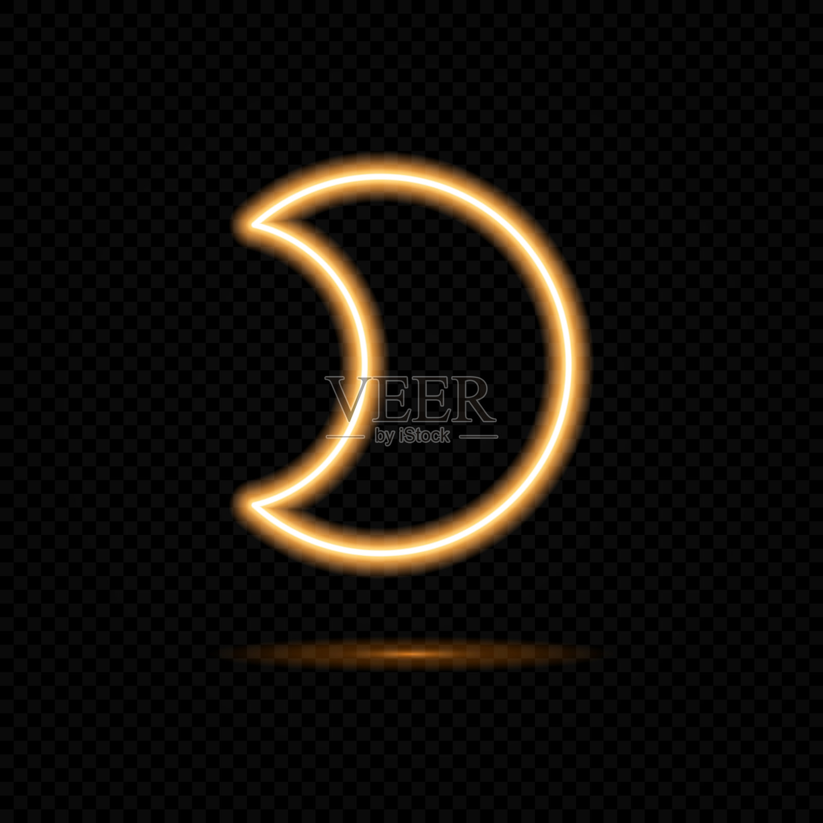 金色的霓虹新月。插画图片素材