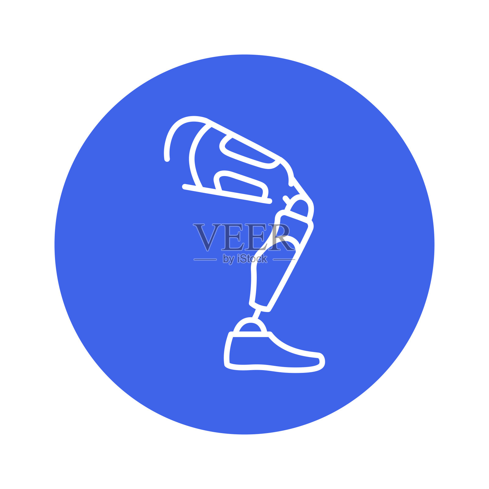 生物人工腿彩色线条图标。残疾。孤立向量元素。插画图片素材