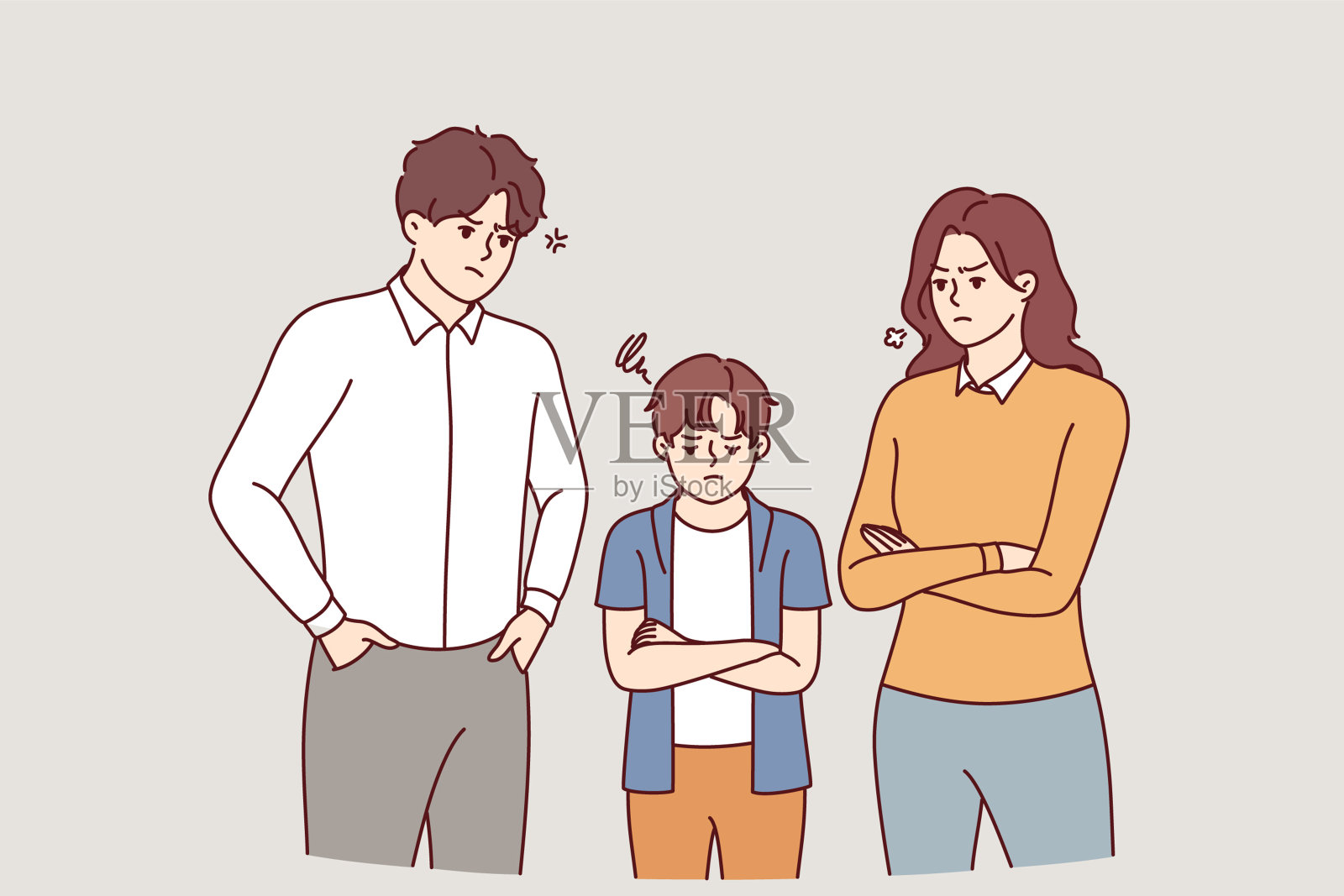 父母生气而惩罚孩子，是因为育儿观念的问题和缺乏对家庭的理解插画图片素材