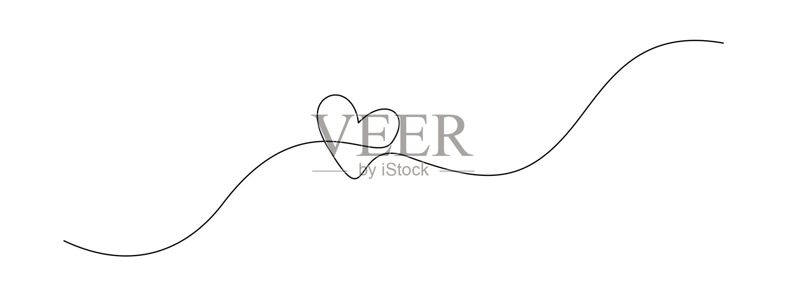 一个连续绘制心形爱的标志。在线和浪漫的符号贺卡和网页横幅在简单的线性风格。可编辑的中风。涂鸦矢量插图插画图片素材