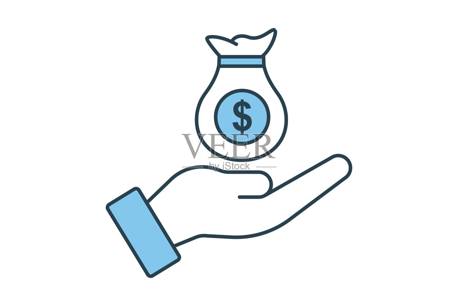 资本的图标。与投资和金融概念相关的图标。平线图标样式。简单的矢量设计可编辑插画图片素材