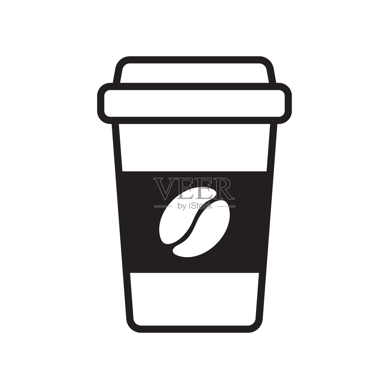 热咖啡杯矢量图标。纸咖啡杯图标孤立的白色背景。插画图片素材