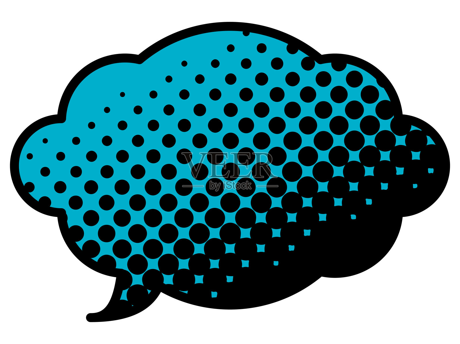 语音气泡23[黑色半调(蓝色)]插画图片素材