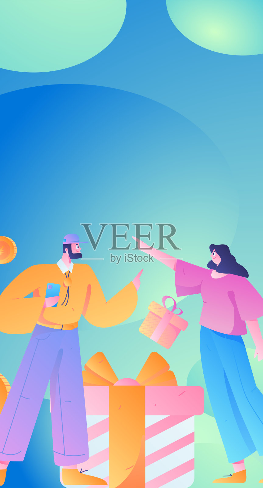 节日购物电子商务网上购物的人平面矢量概念操作手绘插图插画图片素材