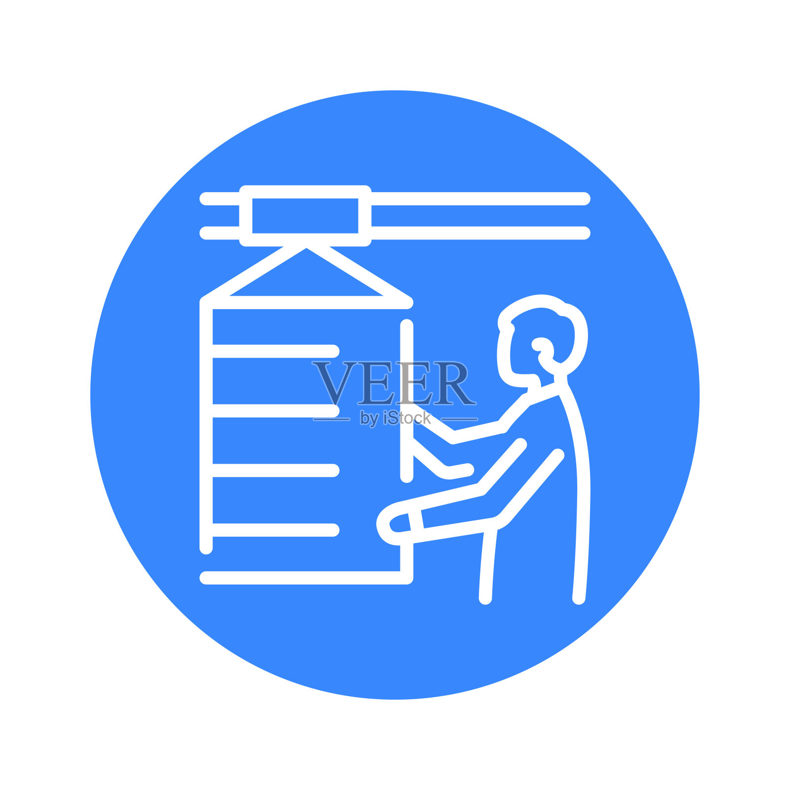 工人颜色线图标。金属的工作。插画图片素材