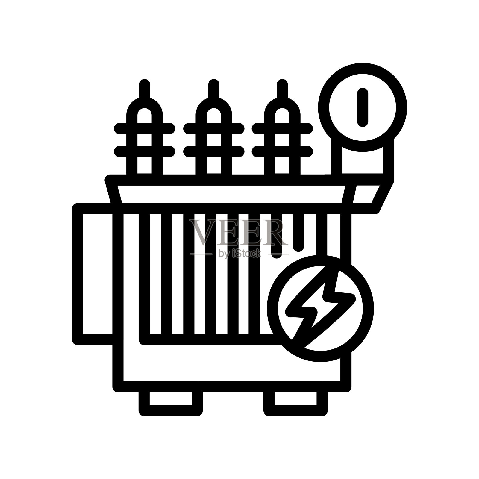 电力变压器颜色线图标。网页的象形文字插画图片素材