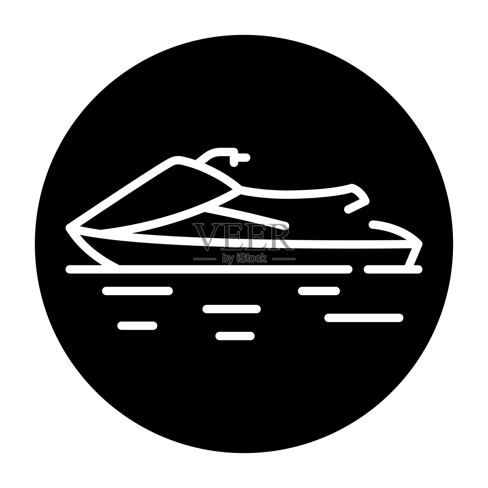 摩托艇黑线图标。水活动。插画图片素材