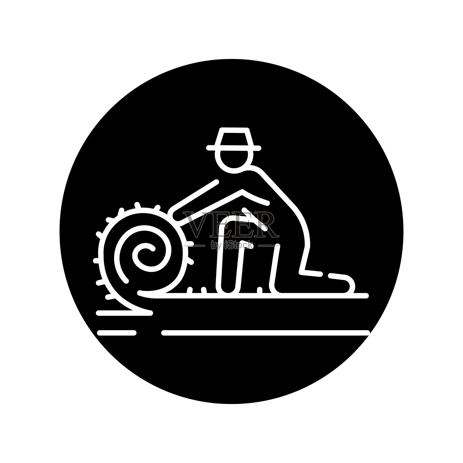 草坪草着陆颜色线图标。花园服务。插画图片素材