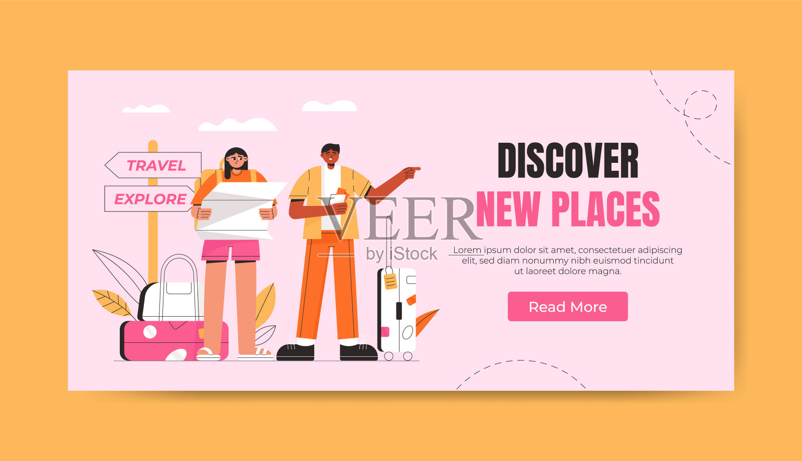 带行李的旅游人物插画图片素材