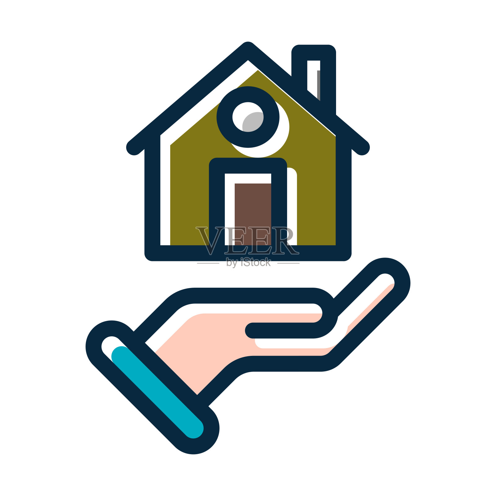 家庭保险矢量粗线填充深色图标为个人和商业用途。插画图片素材