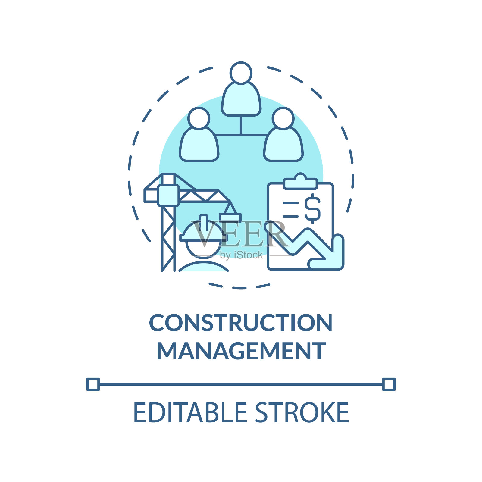 蓝色细线图标建设管理理念插画图片素材